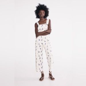 Zara White Overalls with Blue floral